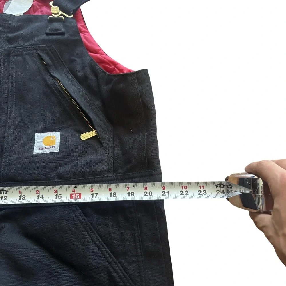 Carhartt Bib Overalls Mens 36x30 Black R38 Duck Insulated Quilt Lined Workwear